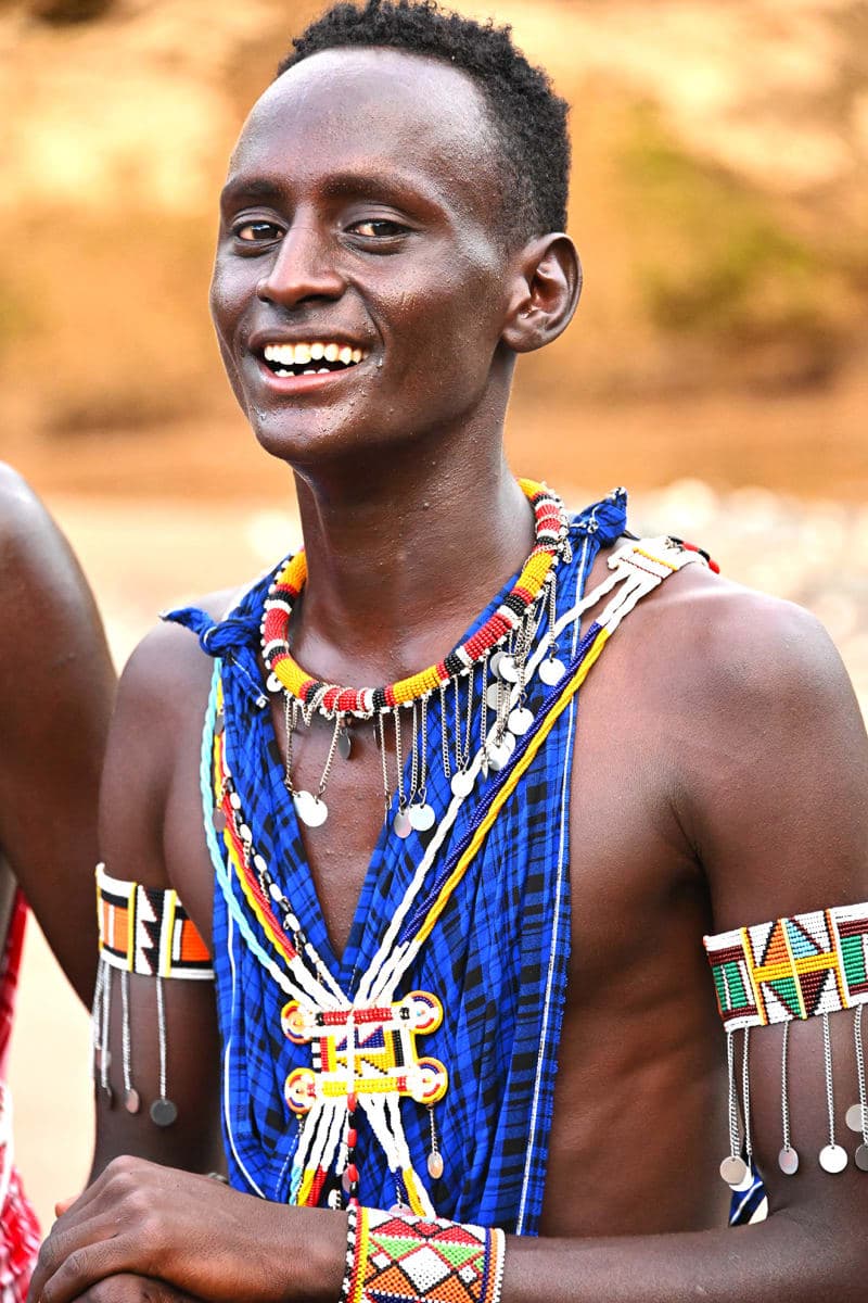 Maasai man wearing traditional beaded necklaces